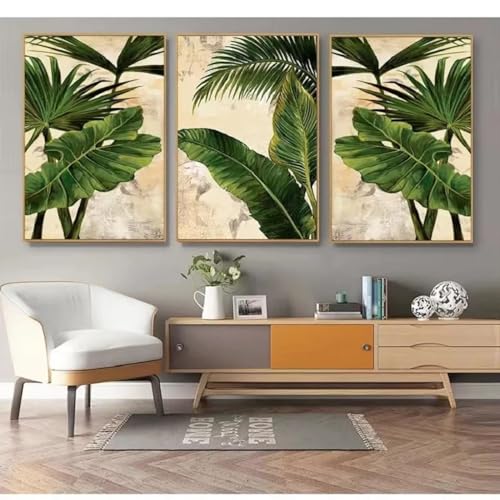 SnipSa Nordische moderne Wand Bilder Poster und Kunstdrucke tropisches Bananenblatt Leinwandgemälde Bild Flur Eingang Hintergrund Wand Zimmer Heimdekoration 40 x 60 cm x 3 ungerahmt von SnipSa