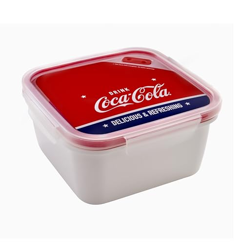 Coca-Cola Lunchbox quadratic 1,4 L mit Deckel, Bento Box mit 4 Securityschlössern, 18 x 18 x 8,5 cm, Made in Italy - 0% BPA von Snips