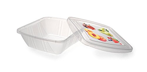 Snips, Set 3 quadratische Mealprepboxen 0,50 Liter Frischhaltedosen aus transparentem Kunststoff mit verziertem Deckel, Maße 15 x 15 x 5,5 cm, Made in Italy, 0% BPA und Phthalate freeG von Snips