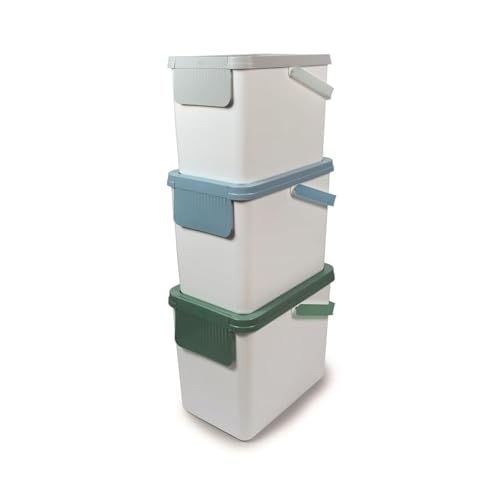 Snips Set 3 Mülleimer für die getrennte Müllsammlung 3 x 25 Liter, Mülleimer Küche 26x36x50 cm, Weiß, Made in Italy. von Snips