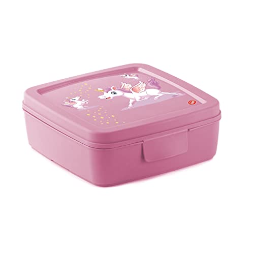 Snips Einhorn-Dekoration, PP Sandwichhalter Snackbox | Toastbox | Lebensmittelbehälter | Farbe Rosa | Made in Italy | BPA-frei, 0,5 LT von Snips