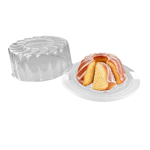 Snips Kuchenbehälter mit Griff, Dekoratives Tablett mit Spitzendeckchen, Durchmesser 28 cm x Höhe 11 cm, 2 Sicherheitsverschlüsse, Made in Italy von Snips