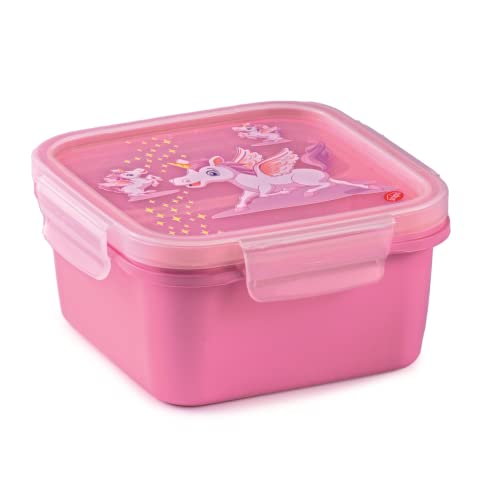 Snips, Quadratische Lunchbox Einhorn, Brotdose Deckel mit 4 Sicherheitsverschlüssen, 0,80 L, 15 x 15 x7,5 cm, Brotdose kinder mit fächern Made in Italy, BPA- und phthalatfrei von Snips