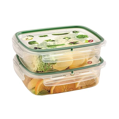 Snips SnipsLock Rechteckiger Mealprepboxen für die Aufbewahrung von Lebensmitteln 1,40 L Set 4 Sicherheitsverschlüsse Frischhaltedosen 23,5 x 18,5 x 11 cm Hergestellt in Italien von Snips