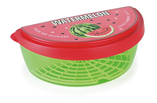 Snips | Wassermelonenretter | Frischhaltedose für Wassermelone und Obst in Scheiben | Dekorierter roter Deckel und grüne Dose | 3 Liter | 31 x 17 x 12 cm | Hergestellt in Italien | BPA-frei von Snips
