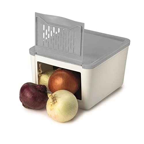 Snips Zwiebel Kartoffel Aufbewahrungsbox | Küche Aufbewahrung & Organisation von Kartoffeln, Zwiebeln und Gemüse | Plastic | 2 kg | 22 x 19 x 13 cm |Weiß/Grau von Snips