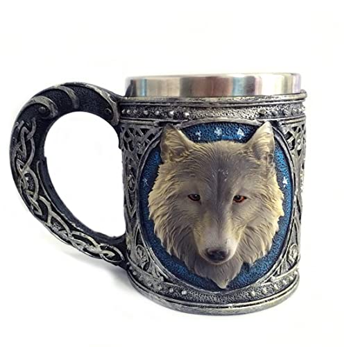Masse Wolf Kaffee Goblet Harz Tasse Tasse 3d Edelstahl Harz Reise Tee Bier Becher für Heimbüro Bunt von Snner