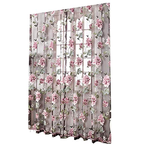 Snner 100 * 200cm Elegante Gardinen Blumen Tüll Voile Türfenstervorhang drapieren Panel-Gardinen von Snner