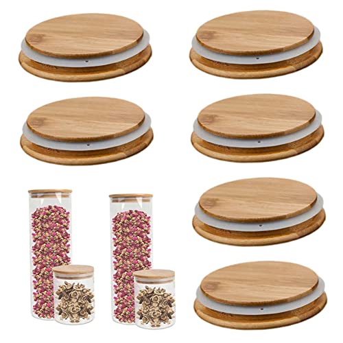 Snner 6pcs Holzbecher Deckel mit Silikonversiegelung luftdichter Glaslager für Gu -Pot -Gläser mit Silikonversiegelung von Snner