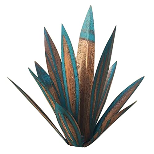 Snner Tequila rustikaler Skulptur Metall Agave Pflanzen Wohnkultur rustikale handbemalte Metall Agave Garten Ornament Rasendekor, 21 Zoll/55 cm, blau von Snner