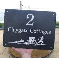 Großes Schieferhaus Schild 40cm X 30cm | Graue Schiefer Schilder Rustikale Cottage von SnobsSigns