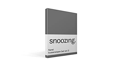 Snoozing - Flanell - Kissenbezüge - 2er-Set - 40x60 cm - Anthrazit von Snoozing