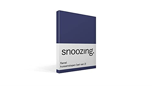 Snoozing - Flanell - Kissenbezüge - 2er-Set - 60x70 cm - Navy von Snoozing