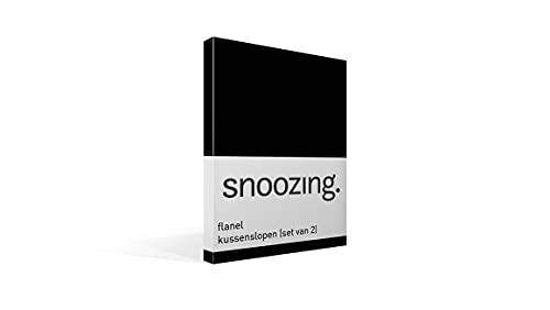 Snoozing - Flanell - Kissenbezüge - 2er-Set - 60x70 cm - Schwarz von Snoozing