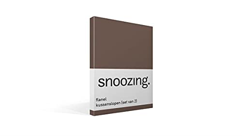 Snoozing - Flanell - Kissenbezüge - 2er-Set - 60x70 cm - Taupe von Snoozing
