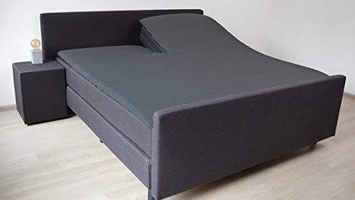 Snoozing - Flanell - Split-Topper - Spannbettlaken - 180x210/220 cm - Grau von Snoozing