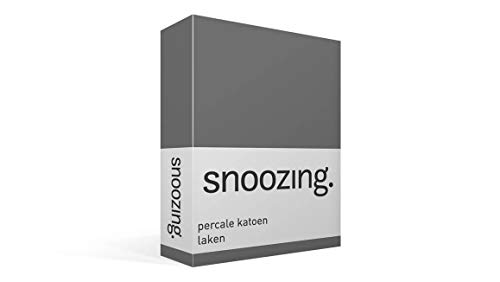 Snoozing - Perkal-Baumwolle - Bettlaken - 200x260 cm - Anthrazit von Snoozing