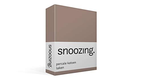 Snoozing - Perkal-Baumwolle - Bettlaken - 200x260 cm - Taupe von Snoozing