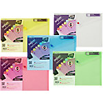 Snopake Classic Dokumentenmappe Polyfile  Electra Foolscap 12843X DIN A4+ Druckknopf PP (Polypropylen) Quer 33 (B) x 22,5 (H) cm Farbig sortiert 5 Stück von Snopake