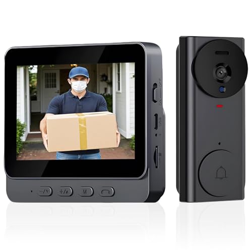Video Türklingel mit Kamera, Drahtlose Türklingel mit 4,3 Zoll Bildschirm, 2.4G Bluetooth Verbindung, 170° HD Kamera Gegensprechanlage, Nachtsicht, Automatische Videoaufzeichnung & Bildaufnahme von Snovire