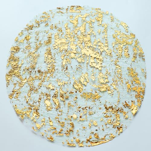 Snowkingdom Gold Placemats Set of 24 Round 13 Inch Gold Foil Mesh Pressed Fall Disposable Table Mates 24 Pack Gold Deckchen for Dining Table Wedding Birthday Party Holiday Home Decoration von Snowkingdom