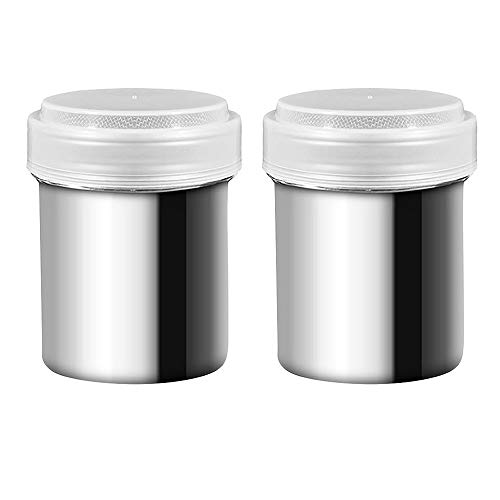 Snowtain Schneespitze 2pcs Mehlstreuer Puderzucker Streuer,Praktischer Edelstahl Streuer Feinstrukturiertes Sieb Premium Qualität aus Edelstahl,Kaffee kakao Schablone Puderzucker Streuer von Snowtain