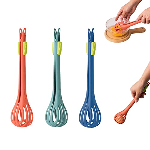 Snowtain 3 Stück 2 in 1 Schneebesen Food Clip & Egg Whisk,Handbuch Ei Schneebesen,Eierschläger manuell,Küchen Schneebesen,Spaghettizange,Lebensmittel Clips,Multifunktionaler Eierschläger von Snowtain