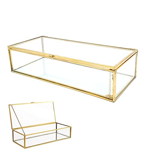 Schneespitze Glas Terrarium Box,Retro Transparent Schmuckschatulle aus Glas Dekorative Box,Gold Geometrisches Terrarium Box für Wohnzimmer, Schminktisch, Schlafzimmer Dekoration Lagerung Schneespitze Glas Terrarium Box,Retro Transparent Schmuckschatulle aus Glas Dekorative Box,Gold Geometrisches Terrarium Box für Wohnzimmer, Schminktisch, Schlafzimmer Dekoration Lagerung von Snowtain