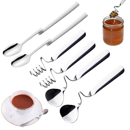 Snowtain Hochwertigem Honig-/Marmeladenlöffelset, 6 Pcs Hängender Marmelade Löffel, Edelstahl Langer Griff Honiglöffel, Geeignet für Marmelade, Sirup, Joghurt, Melasse von Snowtain