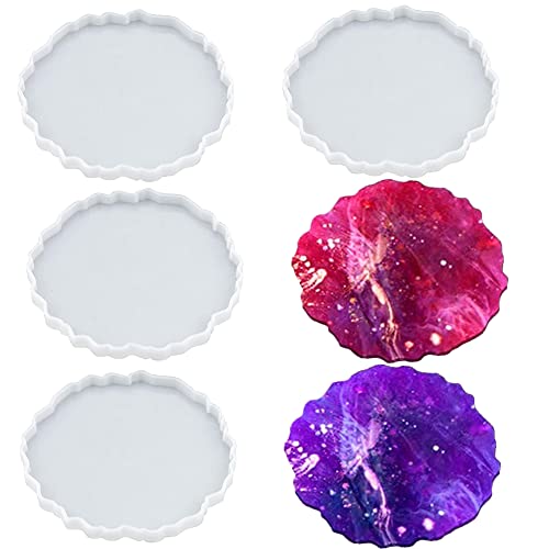 Snowtain Resin Art Achat Untersetzer, 4 Pcs Silikonform Tablett, Silikonform Untersetzer für Resin Art Formen DIY Teetablett Obsttablett Basteln Haus Dekoration von Snowtain