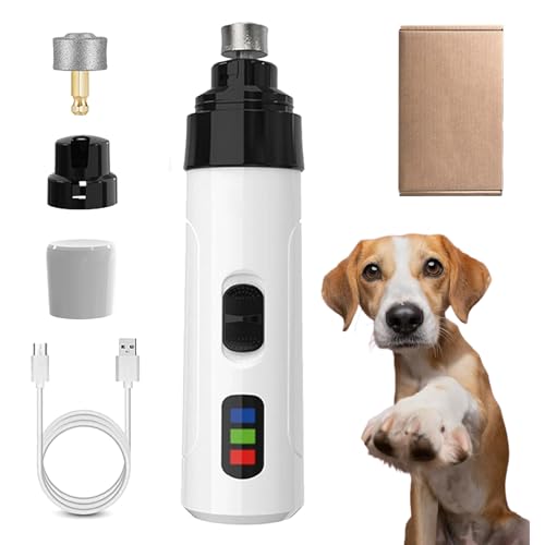Krallenschleifer FüR Hunde, Krallenschleifer Pro Salon-Stressfreie Krallenpflege FüR Hunde, Silent Pro Nail Grinder Mit 2 Geschwindigkeiten, FüR Kleine MittelgroßE Gro (Standardmodell + Schleifkopf*1) von Snrtevu