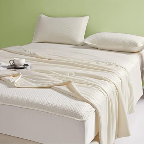 Snrtevu Anfaru Eisdecke, Anfaru Chillcomfort Schlafdecke, Kühldecken Zum Schlafen, Doppelseitig Kühlende Eisseide, Atmungsaktiv Leichte, Maschinenwaschbar (BEIGE,150 × 200 cm) von Snrtevu