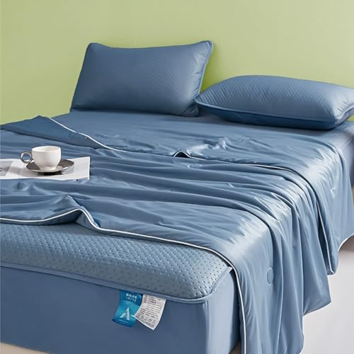 Snrtevu Anfaru Eisdecke, Anfaru Chillcomfort Schlafdecke, Kühldecken Zum Schlafen, Doppelseitig Kühlende Eisseide, Atmungsaktiv Leichte, Maschinenwaschbar (Dark Blue,200 × 230 cm) von Snrtevu