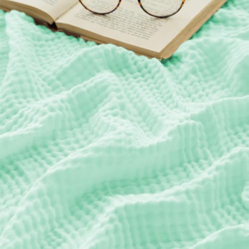 Musselin Decke Sommer, Sanfte Mulldecke Aus Baumwolle, Muslin Blanket As Cuddly Blanket, Bed, Couch Throw, Weiche Atmungsaktive, Strapazierfähig, Rund Ums Jahr Einsetzbar (Green,150 * 200CM) von Snrtevu