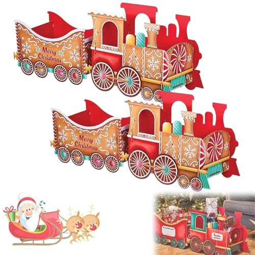 Santa’s Gift Train — Deliver Holiday Cheer in Style, Christmas Presents Train, DIY Santa Express Trains Gift Box for Gifts Candy Stocking Stuffers, Holiday Christmas Decorations (2*A) von Snrtevu