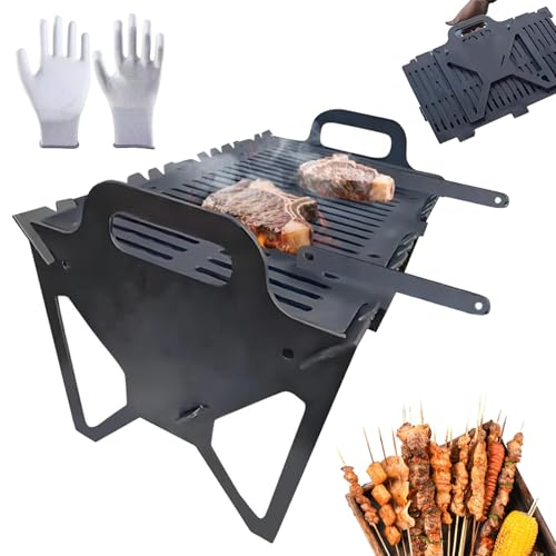 Slot Grill - Collapsible BBQ Grill For Easy Storage Steel, Klappgrill, Holzkohlegrill Klein, FüR Partys, Reisen, Camping, Kochen Im Wohnmobil von Snrtevu