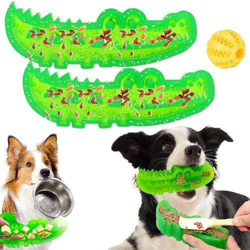 Slow-Feed Chew & Fetch Crocodile Dog Toy, Dog Chew Toys for Freezer, Doggo Feeder Toy-Bauble Food Puzzle Slow Feeder for Safe Chewing & Dental Care, Suit Every Breed (2PCS*L) von Snrtevu
