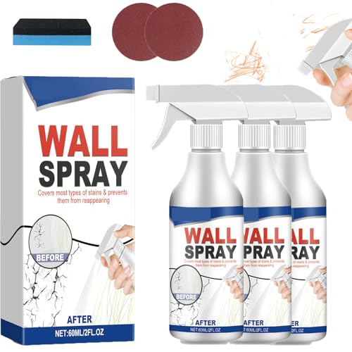 Snrtevu Magic Wall Repair Spray Set, Versatile Wall Repair Paint Wall Spray Paint, White Color Wall Paint Spray No Trace Wall Repair, Covers Up Stain Sealing Ceiling Paint Stain Resistant (3PCS) von Snrtevu