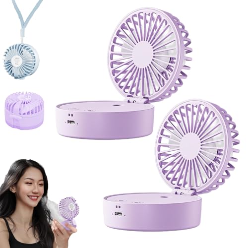 Snrtevu Mini Ventilator Zum Umhängen Für Frauen,Kinder, Mini-Ventilator Zum Umhängen Oder Aufstellen, Ventilator Mit Wasserkühlung Zum Mitnehmen, 5 Geschwindigkeiten, Faltbar (2PCS-4) von Snrtevu