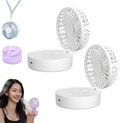 Snrtevu Mini Ventilator Zum Umhängen Für Frauen,Kinder, Mini-Ventilator Zum Umhängen Oder Aufstellen, Ventilator Mit Wasserkühlung Zum Mitnehmen, 5 Geschwindigkeiten, Faltbar (2PCS-5) von Snrtevu