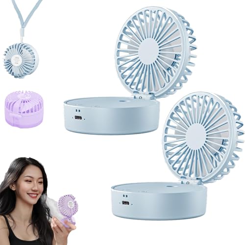 Snrtevu Mini Ventilator Zum Umhängen Für Frauen,Kinder, Mini-Ventilator Zum Umhängen Oder Aufstellen, Ventilator Mit Wasserkühlung Zum Mitnehmen, 5 Geschwindigkeiten, Faltbar (2PCS-6) von Snrtevu