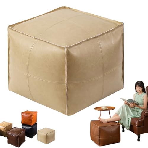 Snrtevu Stuffable Cushion Bag, Unstuffed Pouf Ottoman, Waterproof Cube Pouf Sitzhocker Hidden Storage FüR Wohnzimmer, Bodenstuhl FüR Balkon, BüRo, Innenbereich (Apricot) von Snrtevu