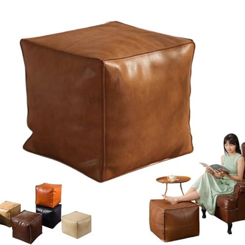 Snrtevu Stuffable Cushion Bag, Unstuffed Pouf Ottoman, Waterproof Cube Pouf Sitzhocker Hidden Storage FüR Wohnzimmer, Bodenstuhl FüR Balkon, BüRo, Innenbereich (Kaffee) von Snrtevu