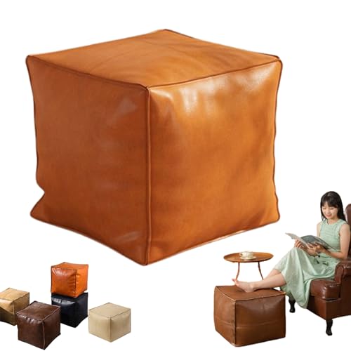 Snrtevu Stuffable Cushion Bag, Unstuffed Pouf Ottoman, Waterproof Cube Pouf Sitzhocker Hidden Storage FüR Wohnzimmer, Bodenstuhl FüR Balkon, BüRo, Innenbereich (Orange) von Snrtevu