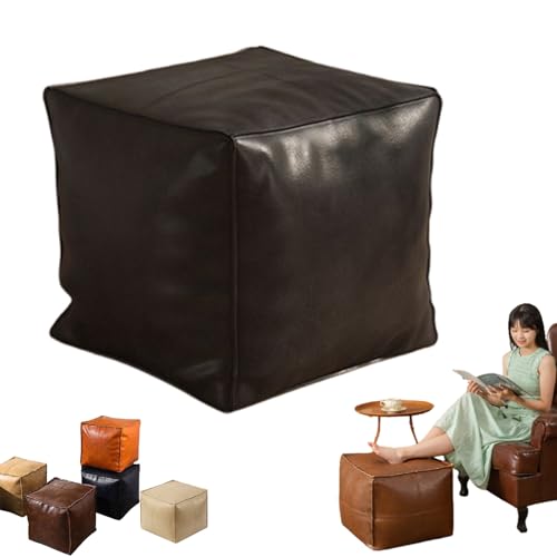 Snrtevu Stuffable Cushion Bag, Unstuffed Pouf Ottoman, Waterproof Cube Pouf Sitzhocker Hidden Storage FüR Wohnzimmer, Bodenstuhl FüR Balkon, BüRo, Innenbereich (Schwarz) von Snrtevu