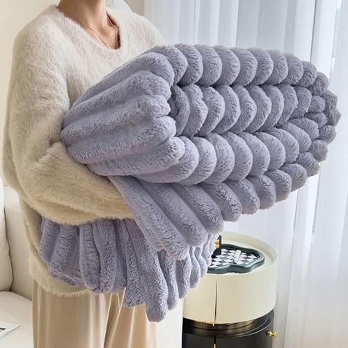 Snrtevu Ultimative Winterdecke Für Wohlige Wärme - Thermo-Profis, Weiche, Warme Windblasen-Samtdecke, Couch Decken Überwurf, Bubble Decke Fellimitat Decke Kuscheldecke (Lila,150 X 200 cm) von Snrtevu