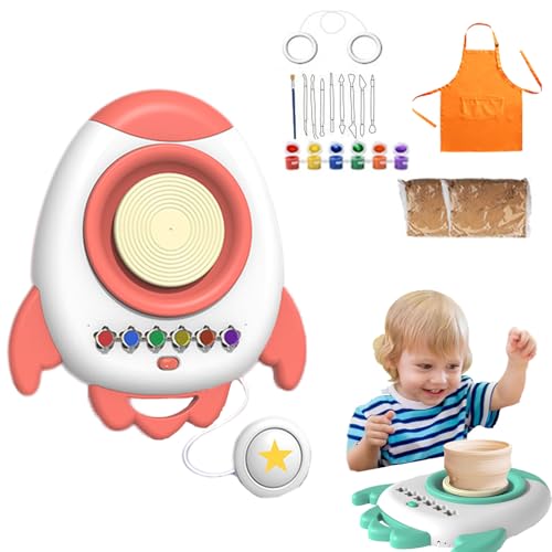 Töpferset Für Kinder Mit Drehscheibe Und Lufttrocknendem Ton, Töpferscheibe Kinder Ab 6 Jahren, Kreatives Töpfen & Malen, Geschenk Für Mädchen Jungen (Stil-3) von Snrtevu