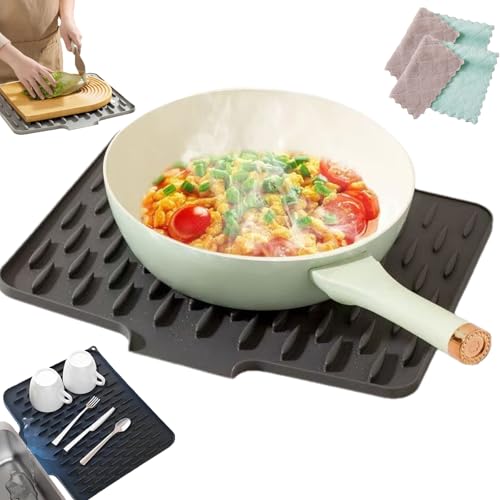 Wanishauber Abtropfmatte, Wanishauber Arbeitsplattenschutz, Abtropfmatte Geschirr, Auslaufsicherer Arbeitsplattenschutz Aus Silikon, Hitzebeständige Und Rutschfeste (GREY) von Snrtevu