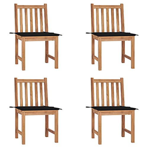Gartenstühle 4 STK. mit Kissen, Gartenmöbel, Balkonstühle, Balkonmöbel, Bistrostuhl, Balkonset, Garten Stühle, Armlehnenstuhl, Massivholz Teak von Snsowed