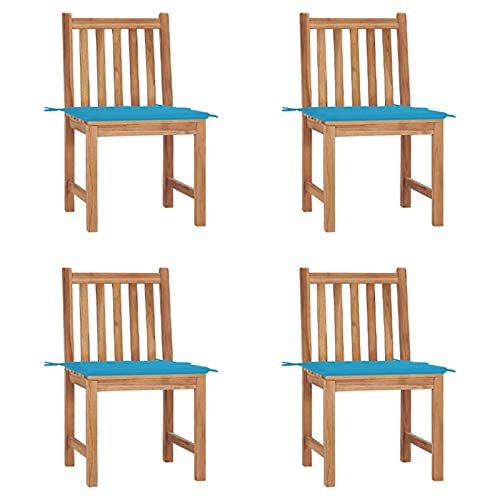 Gartenstühle 4 STK. mit Kissen, Gartenmöbel, Balkonstühle, Hochlehner, Balkonmöbel, Balkon Stuhl, Bistrostuhl, Garten Stühle, Sit Möbel, Armlehnenstuhl, Massivholz Teak von Snsowed